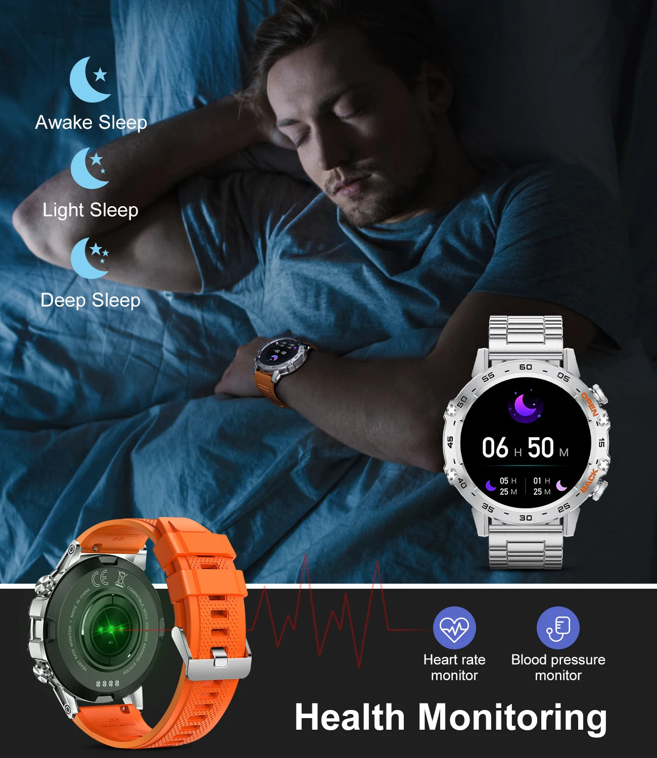 LIGE New1.39" Smart Watch Men Fitness Heart Rate Health Monitoring for Android IOS Phone