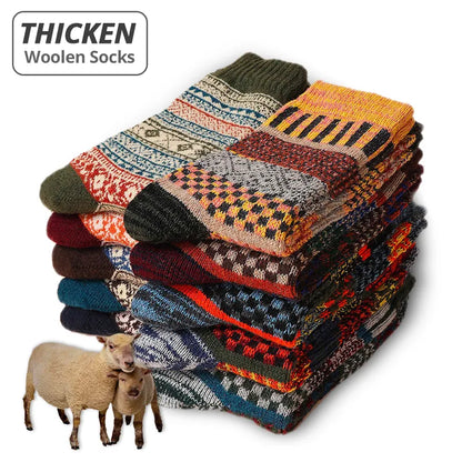 Men's Thicken Sheep's Wool Retro Style 5 Pairs Socks