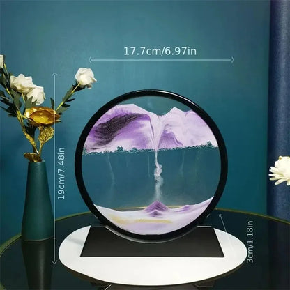 3D Hourglass Quicksand Moving Sand Art Picture Round Glass Deep Sea Sand scape Craft Flowing Painting